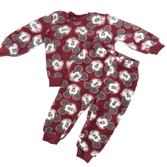 Disney Baby Mickey Mouse Red Fleece Outfit Top and Pants Set Unisex Sz 24 Months - Picture 1 of 8